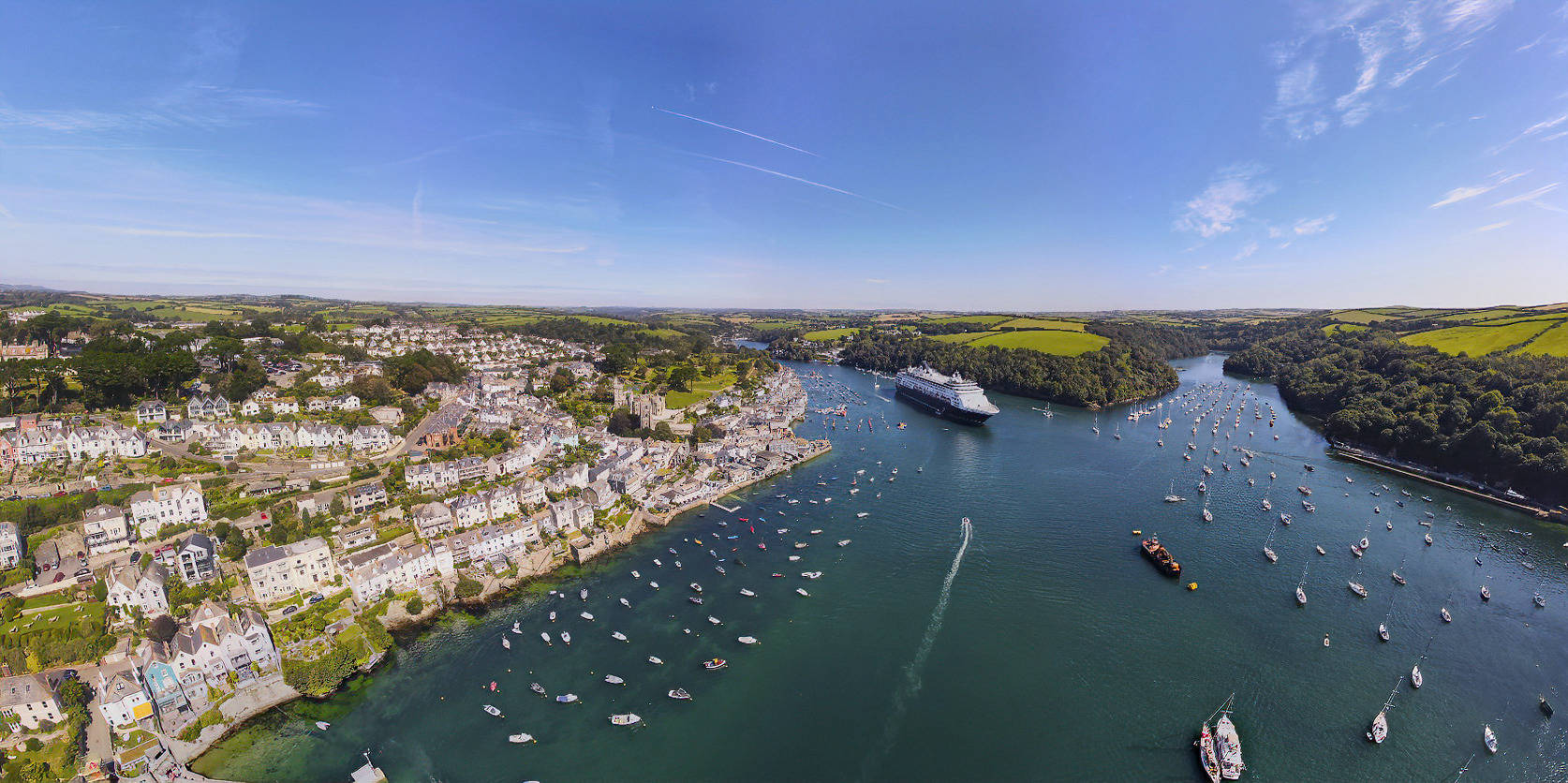 Aerial photograph of Fowey harbour, from 3Syxty